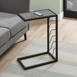 Accent Table, C - Shaped, Contemporary - Gray / Black