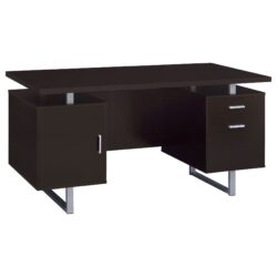 2 Drawer Computer Desk High Gloss Home Office - Cappuccino