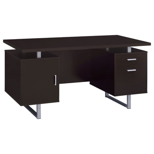 2 Drawer Computer Desk High Gloss Home Office - Cappuccino