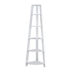 Bookshelf, Bookcase, Etagere, Corner, 5 Tier, For Office, Contemporary & Modern - White
