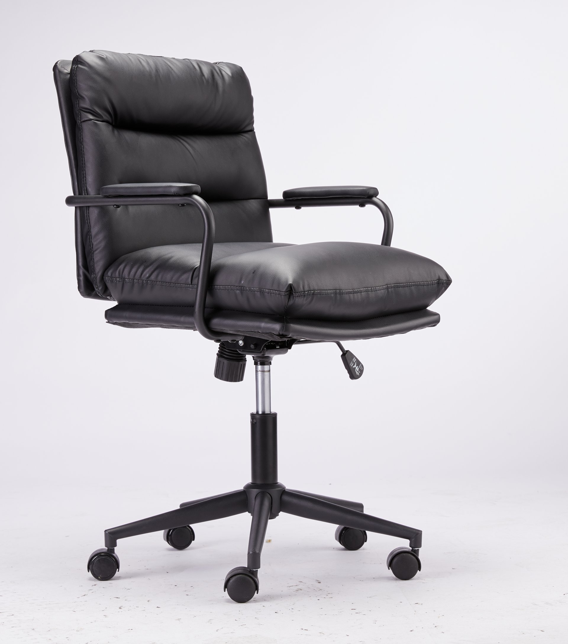 Office Chair Mid Back Desk Chair Modern Excutive Office Chair With Arms And Wheels For Home Office - Black - Image 10