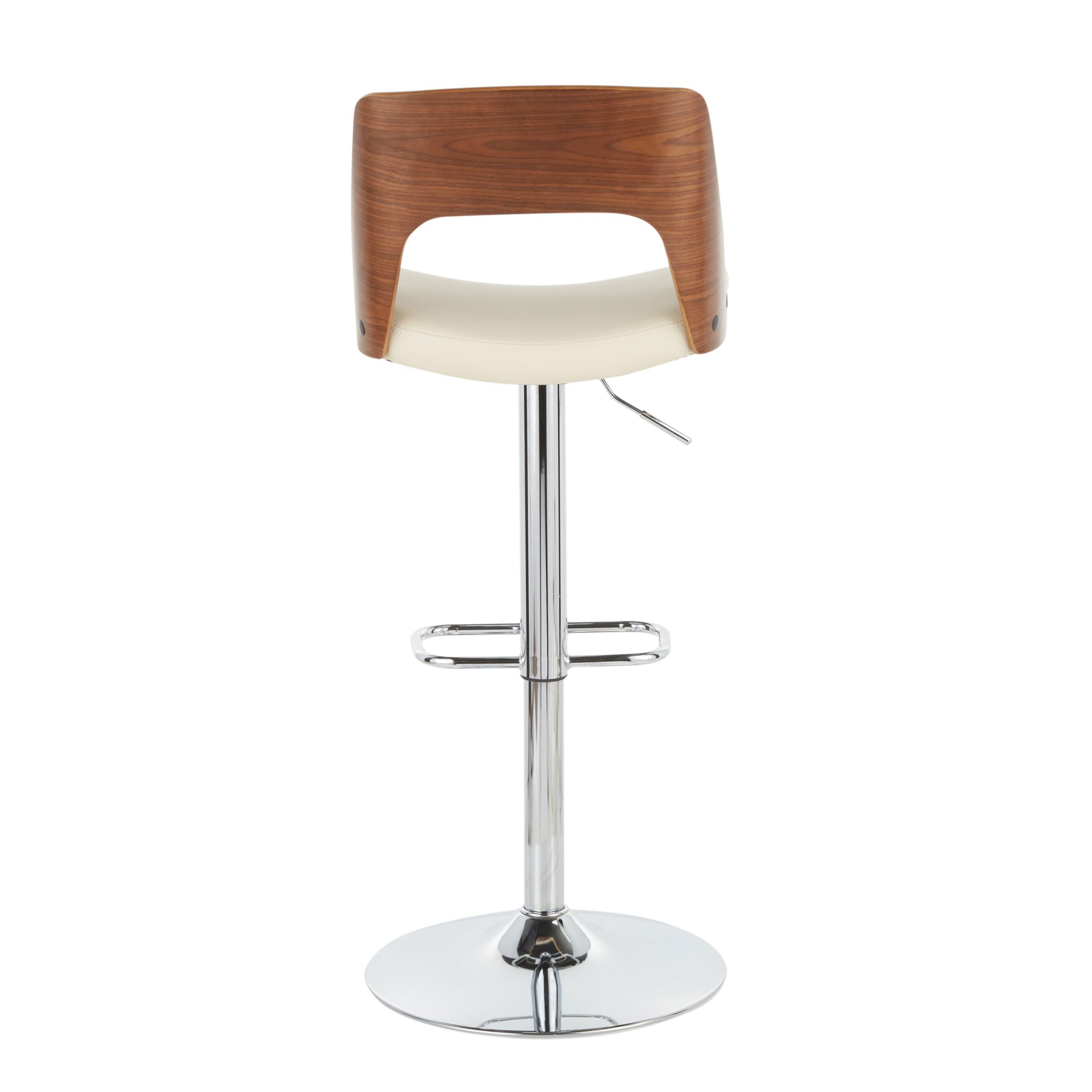 Valencia - Mid-Century Modern Adjustable Barstool With Swivel - Walnut / Cream - Image 4