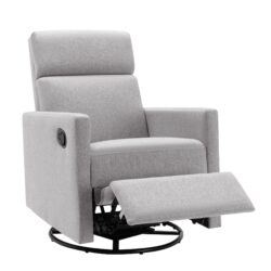 Modern Upholstered Rocker Nursery Chair Plush Seating Glider Swivel Recliner Chair - Beige