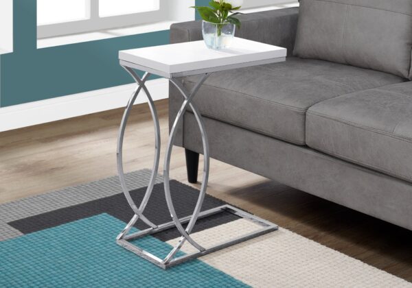 Accent Table, C - Shaped, Contemporary - White