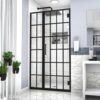 Frameless Pivot Shower Door With Pattern Glass, Open Entry Design - Matte Black - Image 2