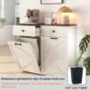 Barn Door Double Tilt Out Trash Cabinet For 20 Gallon Cans With Free Standing Recycling And Laundry Storage - Brown / Antique White - Image 9