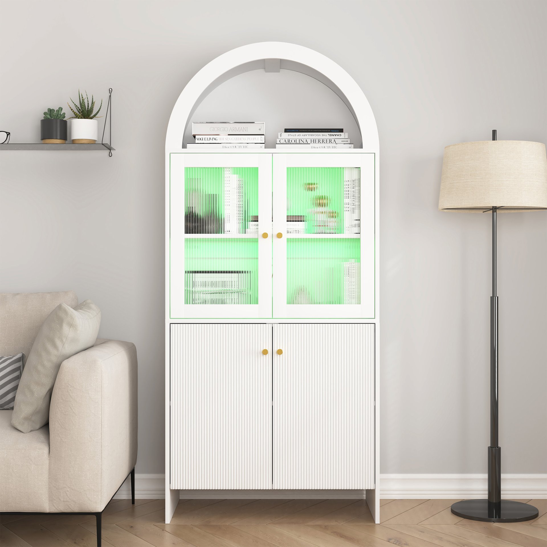 Modern Tech Inspired Dome Cabinet With LED Lighting Smart Snack Storage Solution - White - Image 8