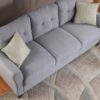 Modern Living Room Sofa Linen Upholstered Couch Furniture For Home Or Office - Light Gray / Blue - Image 4