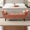 Alma - Tufted Flared Arm Entryway Bench - Peach Orange - Image 11
