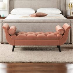 Alma - Tufted Flared Arm Entryway Bench - Peach Orange