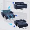 Pull Out Sofa Bed Convertible Couch Loveseat Sofa Modern Sleeper Sofa With Adjustable Backrest For Living Room - Blue - Image 6