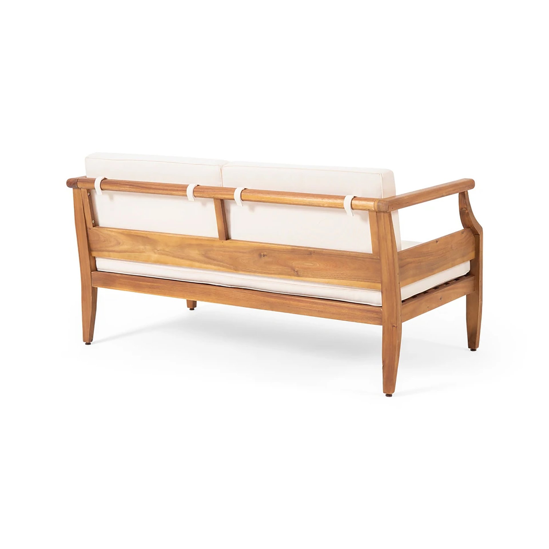 Alluvion - 4 Piece Wood Outdoor Patio Conversation Set With Cream Cushions - Teak / Beige - Image 8