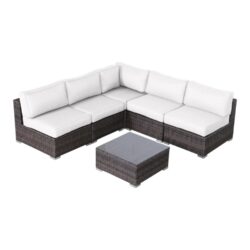 4 Person Rattan Patio Lounge Set With Premium Cushions - Brown Mix