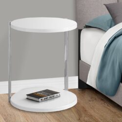 Accent Table Round For Living Room - White