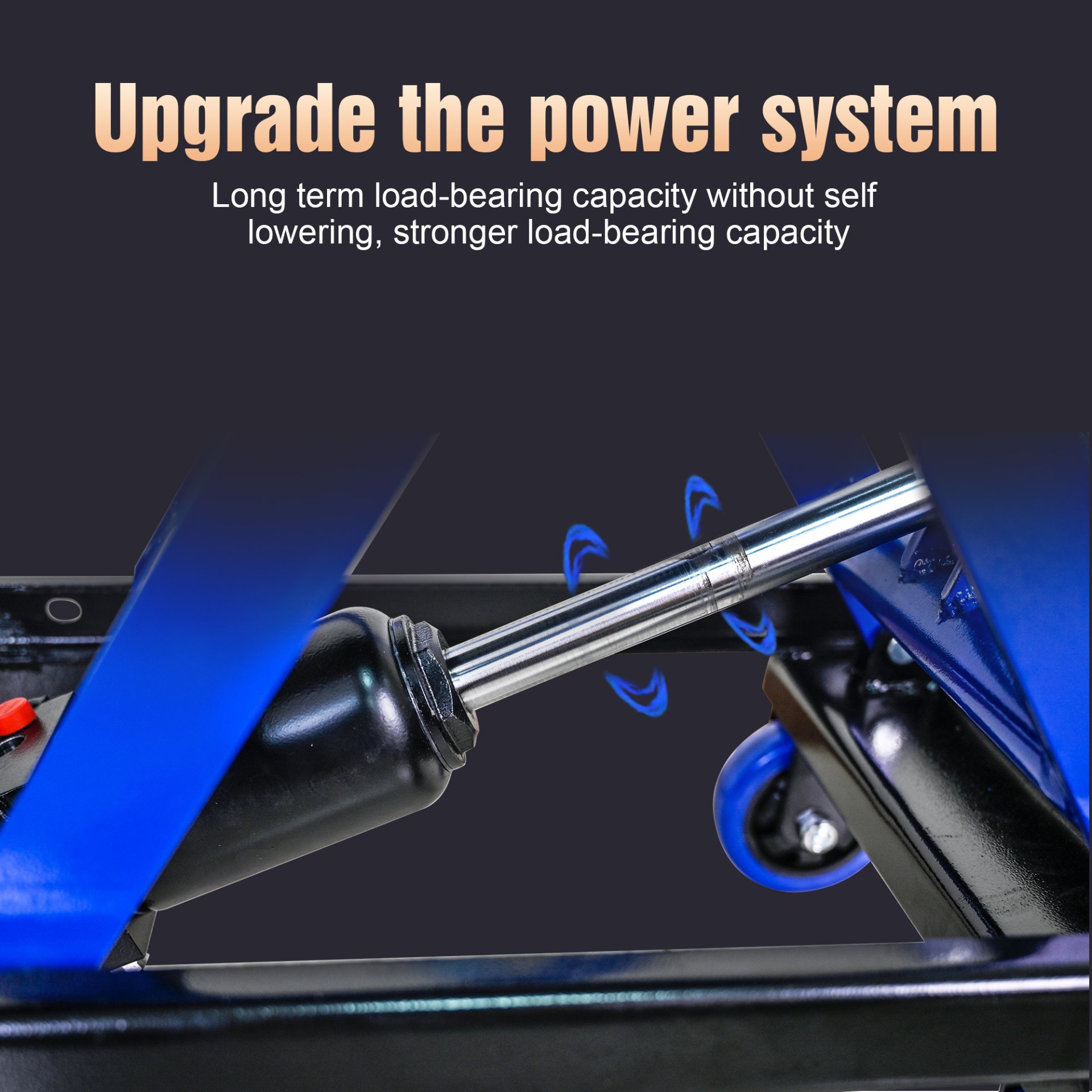 Hydraulic Lift Trolley, 500 Lbs Capacity, With 4 Wheels, For Material Handling And Transportation - Black / Blue - Image 15