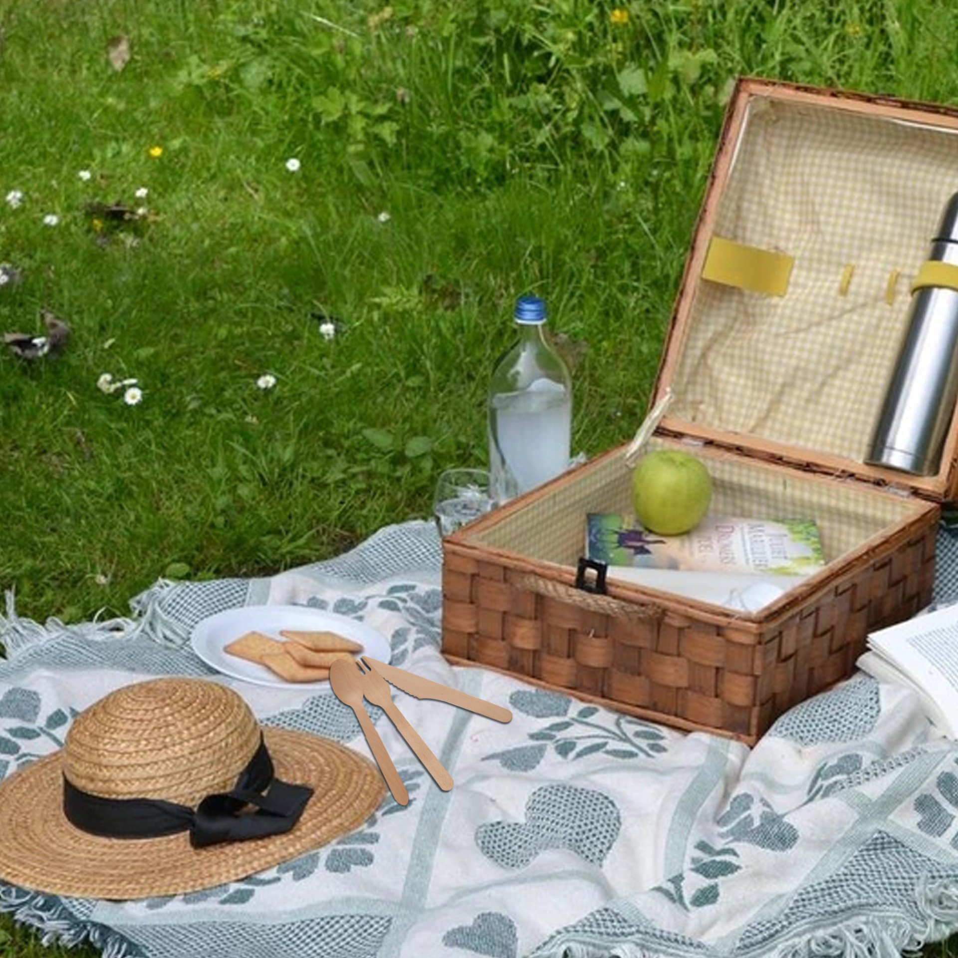 Wooden Compostable Utensils Set 300 Pieces 100 Forks 100 Spoons 100 Knives Sturdy Wood Disposable Cutlery Eco Friendly Biodegradable Utensils For Party Free From Plastic Cutlery Set For Eating - Natural Wood - Image 5