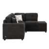 Sectional Pull-Out Sofa Bed L-Shaped Corner Sofa Couch With Storage Chaise, USB Ports, Power Sockets, Cup Holder For Living Room, Bedroom, Study - Black - Image 21