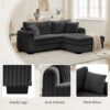 2 Seater L Shaped Chaise Sofa With Reversible Cushion Corduroy Fabric, USB - C Charging Port, Storage Pocket, Convertible Left / Right Design For Living Room - Gray - Image 7