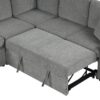 Modern U Shaped Sectional Sofa Convertible Pull Out Sofa Bed With USB Ports And Cup Holders Chenille - Gray - Image 8