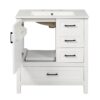 30" Bathroom Vanity With Sink Set, Storage Cabinet, Soft Close Drawers & Removable Tray - White - Image 16