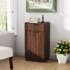 Tilt Out Trash Can Cabinet With Wave Textured Drawer & Pull Out Bin - Walnut - Image 6