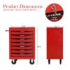 Rolling Metal Tool Chest With 7 Drawers, 20" Steel Storage Cabinet With Ball Bearing Slides - Red / Black - Image 3