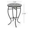 Outdoor Side Table With Tile Mosaic Table Top - Black - Image 3