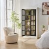 Rustic Style Display Cabinet With Glass Doors For Collectibles - Black / Cream White - Image 6