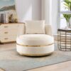 360 Degree Swivel Accent Chair With Soft Cushion For Living Room, Bedroom, Office - Beige - Image 5