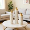 3 Piece Home Decoration Large Glazed Floor Vase Decoration Home Droplet Shaped - Gold / White - Image 6