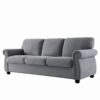 Soft Sofa, Upholstered 3 Seater Couch, Loose Back Cushions And Turned Legs - Gray - Image 10