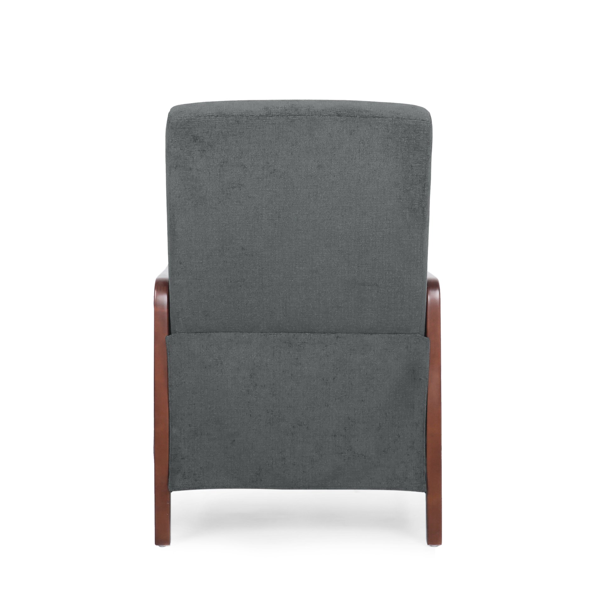 Mendota - Mid Century Modern Fabric Channel Stitch Wood Pushback Recliner - Gray - Image 16