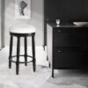 360° Swivel Wooden Barstools, 26" Counter Height (Set of 2) With Fabric Upholstered Seat - Black - Image 8
