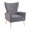 Modern Accent Chair With Ottoman, Comfy Armchair For Living Room, Bedroom, Apartment, Office - Gray - Image 12