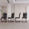 Modern Dining Chairs With High Back Upholstered Side And Metal Legs (Set of 2) - Black - Image 10