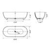68.9" Freestanding Solid Surface Soaking Bathtub For Bathroom - Matte White - Image 10