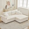 2 Seater L Shaped Chaise Sofa With Reversible Cushion Corduroy Fabric, USB - C Charging Port, Storage Pocket, Convertible Left / Right Design For Living Room - Beige - Image 8
