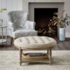 Cedric - Accent Ottoman With Tufted Top And Storage Shelf - Cream - Image 2