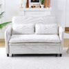 Letter Striped Multi Functional Sofa Bed With Adjustable Armrests And Backrests - Beige - Image 5
