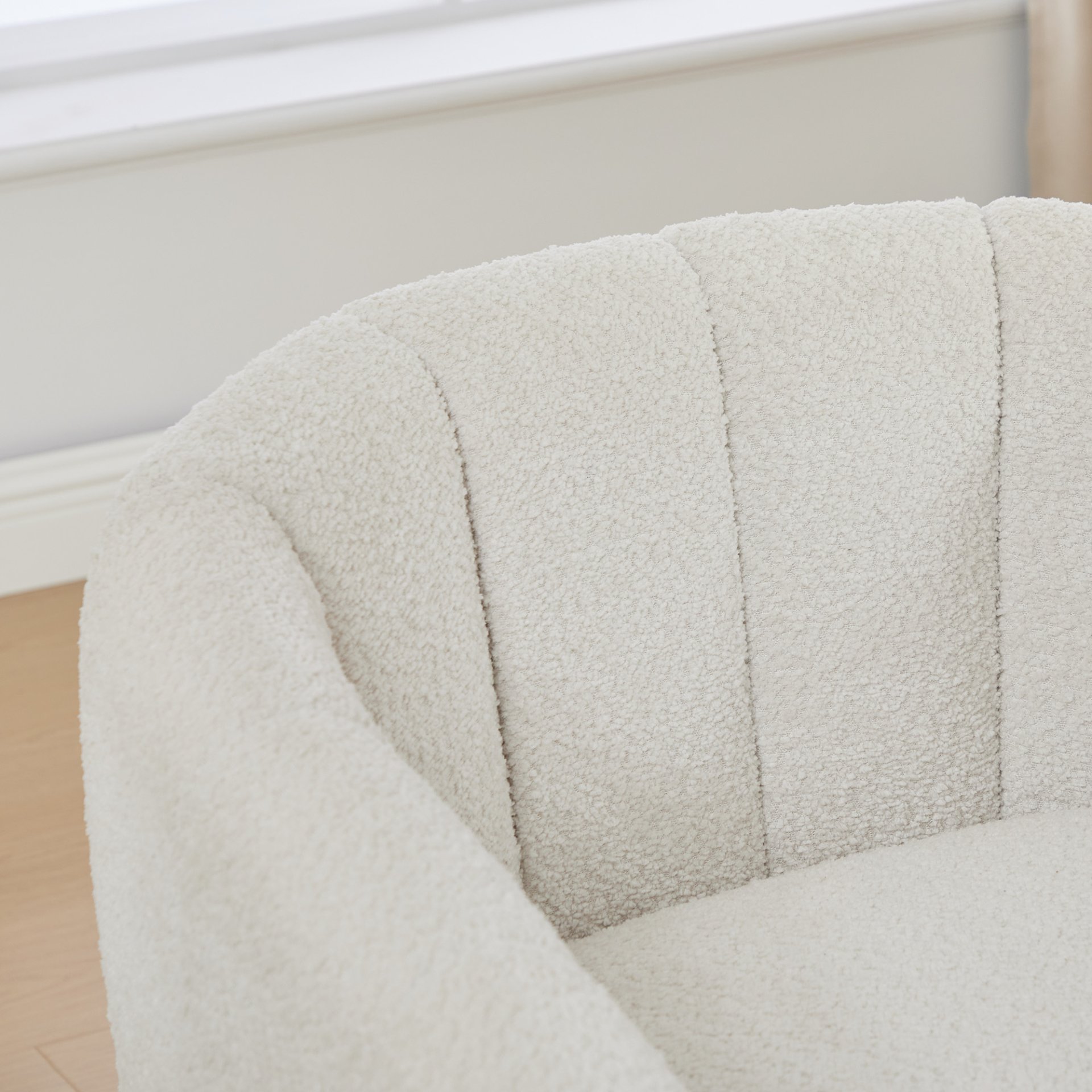 360° Swivel Pumpkin Shape Club Armchair - Ivory - Image 12