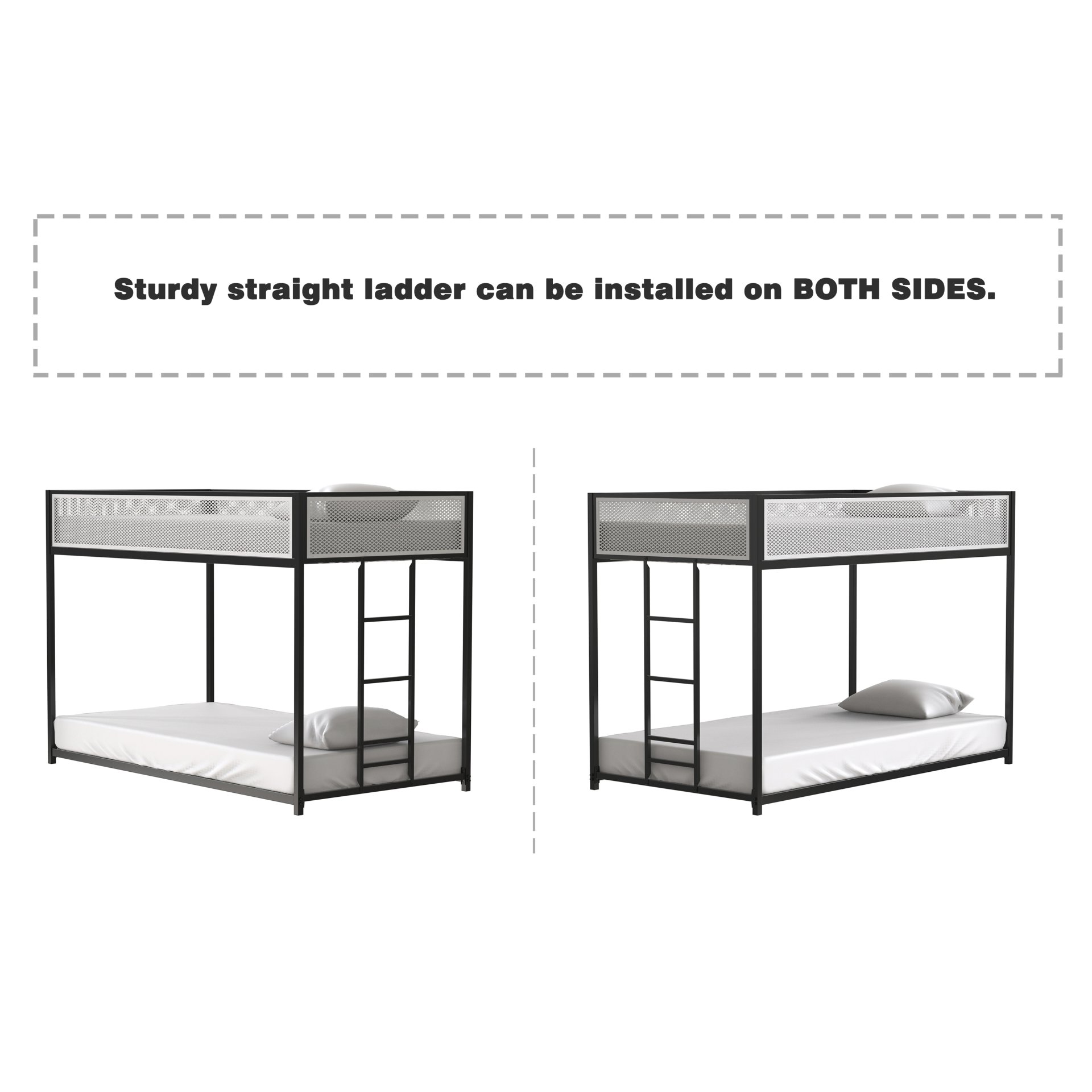 Adam - Twin Over Twin Bunk Guard Rail - Black With White Mesh - Image 10