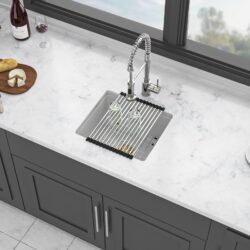 17.71" X 15.74" Elegant Quartz Kitchen Sink Undermount Granite Composite - White