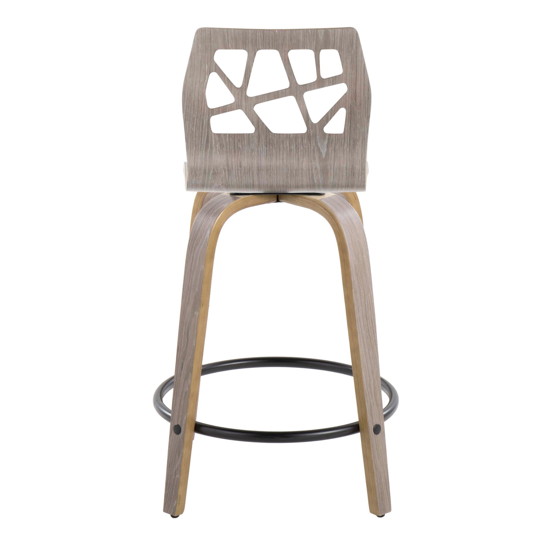 Folia - Contemporary Fixed Height Counter Stool & Swivel With Round Footrest (Set of 2) - Light Gray - Image 5