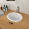 Semi Recessed Bathroom Sink With Countertop Vessel Design, 17" X 15.5" - White - Image 2