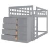 Twin Over Twin Classic Bunk Bed With 4 Drawers And 3 Shelves - Gray - Image 3