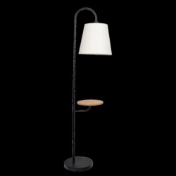 Seoul - Floor Lamp With Rotary Switch Wood Table Base - Black / White