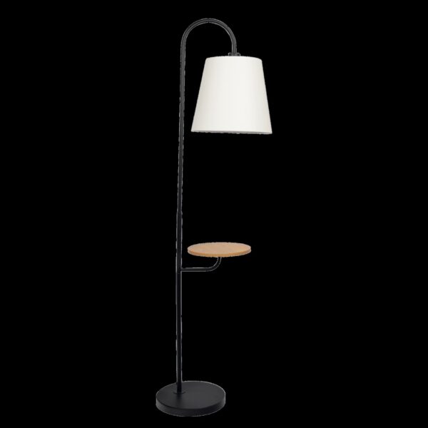 Seoul - Floor Lamp With Rotary Switch Wood Table Base - Black / White