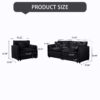 Modern Upholstered Chenille Loveseat And Armchair Set With Pillows, Deep Seat Luxury - Black - Image 3