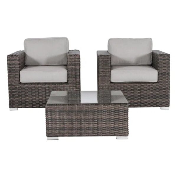 2 Person Seating Set With Cushions - Dark Brown / Gray