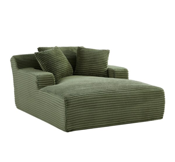 Cloudline - Oversized Chaise Lounge Chair In Soft Corduroy, Modern Comfy Couch With Full Foam Cushioning, Cozy Sleeper Sofabed For Living Room - Green